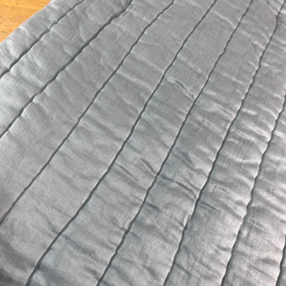 Pottery Barn Quilt Full/Queen Dusty Blue Silk Cotton Blend Channel Quilted